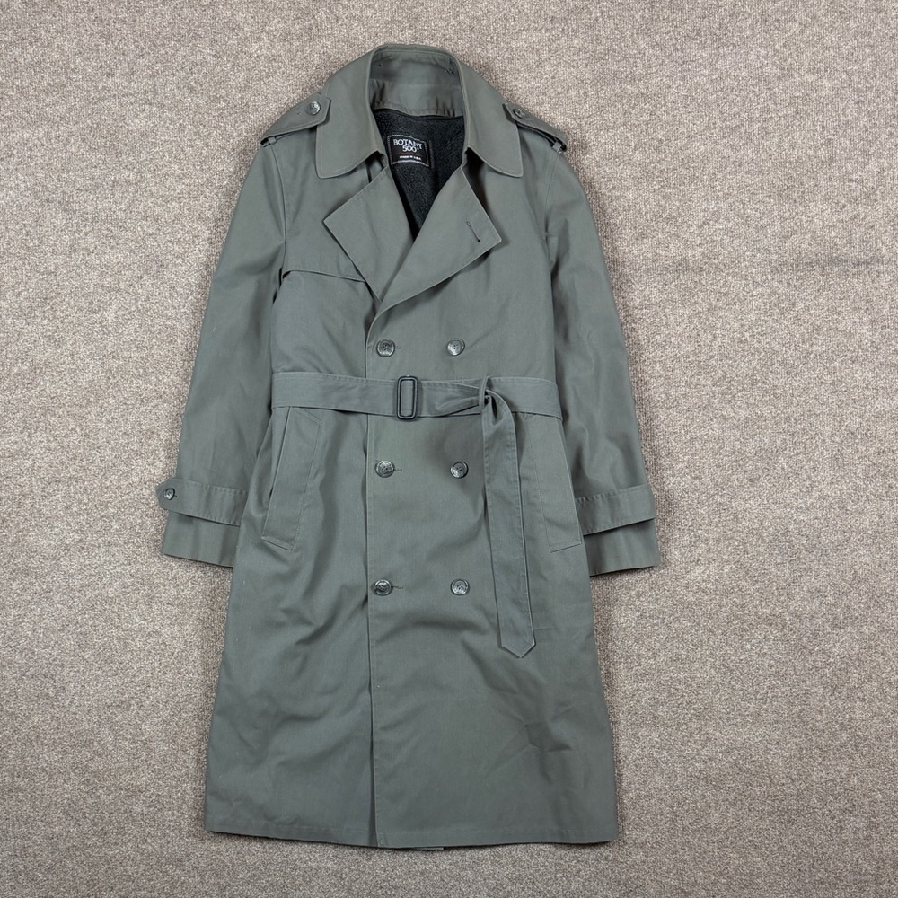 Botany 500 Grey Double Breasted Belted Trench Coat Men’s 40 Removable Fur Lining
